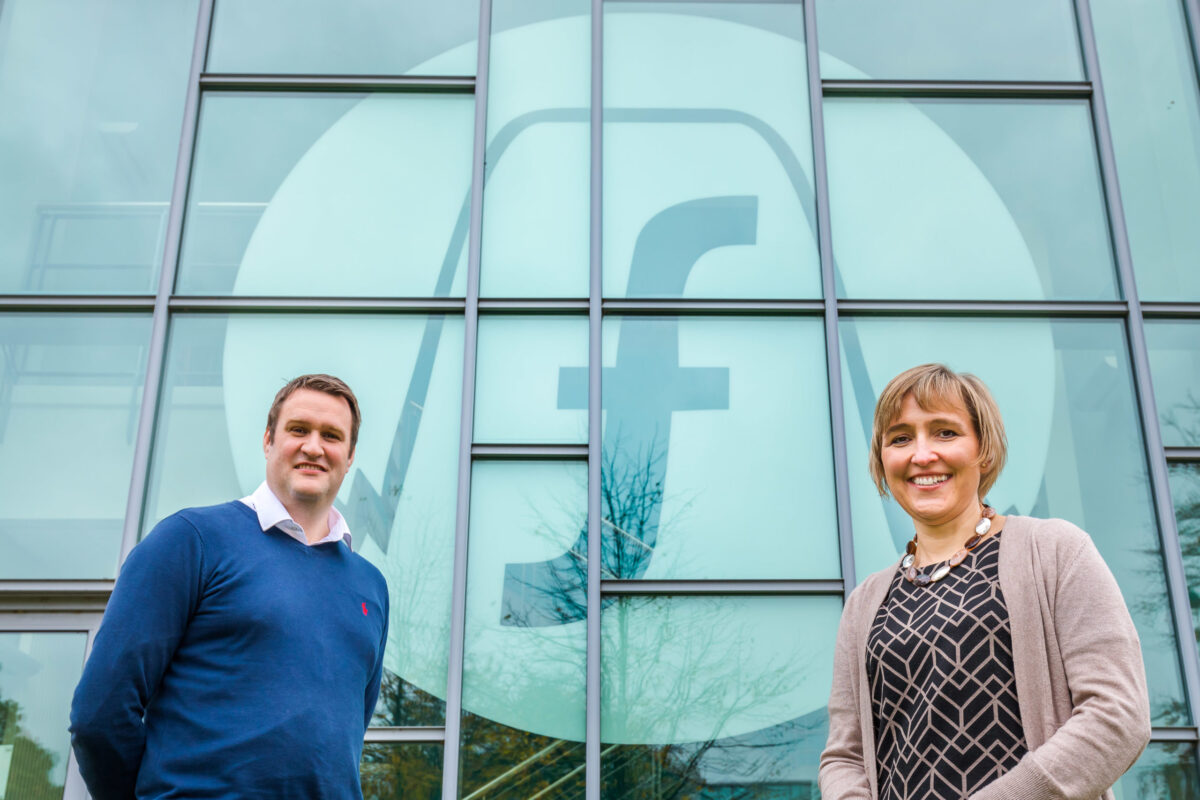 Filtronic, NETPark in Sedgefield. Sarah Slaven (MD of Business Durham) and Michael Tyerman (CFO at Filtronic)